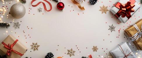 Gift Wrap Flat Lay With Confetti photo