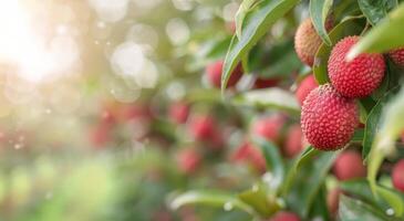 Lychee Fruit Branch in Sunlight photo