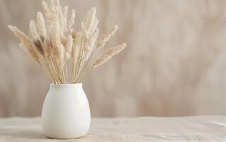 White Vase With Pampas Grass photo