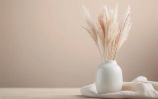 White Vase With Pampas Grass photo
