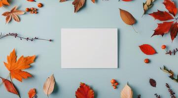 Autumn Leaves Surrounding Blank Card photo