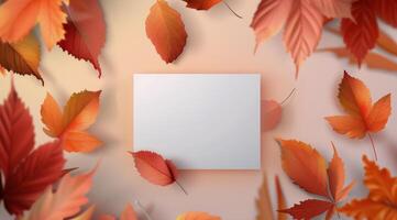 Autumn Leaves Surrounding Blank Card photo