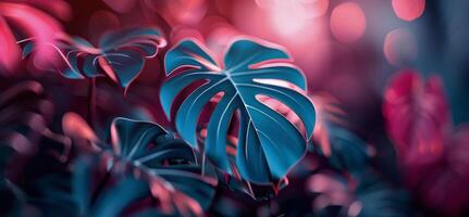 Teal And Pink Leaves In A Forest photo