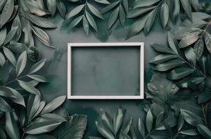 White Frame Surrounded by Greenery photo