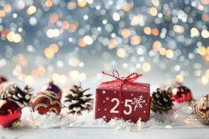 Christmas Gift Box With Number 25 photo