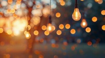 String Lights at Sunset photo