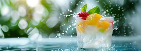 Orange And Raspberry Cocktail By Pool photo