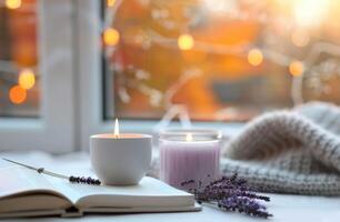 Candles and Lavender by the Window photo
