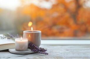 Candles and Lavender by the Window photo