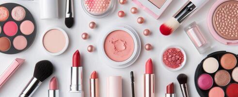 Makeup Products Flat Lay photo