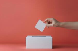 Hand Placing Ballot in Box photo
