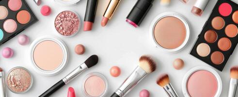 Makeup Products On White Background photo