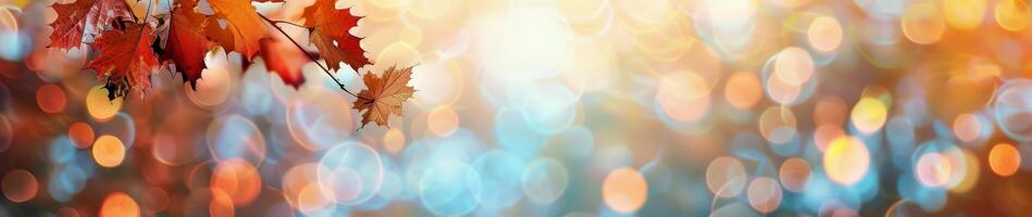 Autumn Leaves Against Bokeh Background photo