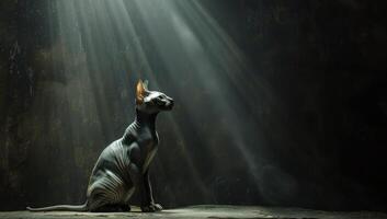 Sphynx Cat Portrait in Smoke photo