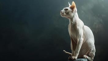 Sphynx Cat Portrait in Smoke photo