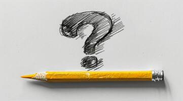 Pencil Drawing A Question Mark photo