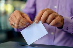 Woman Casting Ballot in Election photo