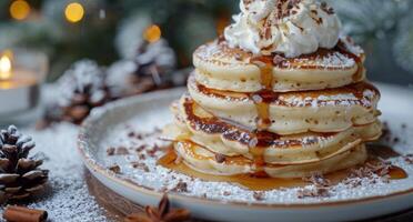 Chocolate Chip Pancakes With Whipped Cream photo