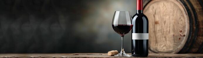 Red Wine Bottle and Glass With Grapes photo