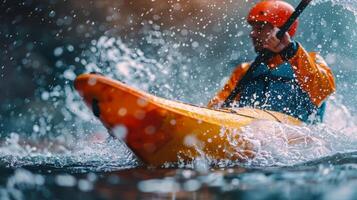 Kayaking Through Water Splashes photo