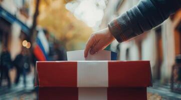 Person Voting in Ballot Box photo