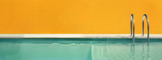 Swimming Pool With Orange Wall photo