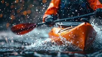 Kayaking Through Water Splashes photo