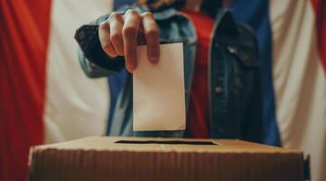 Person Voting in Ballot Box photo