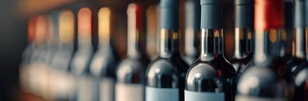 Wine Bottles on Wooden Shelf photo