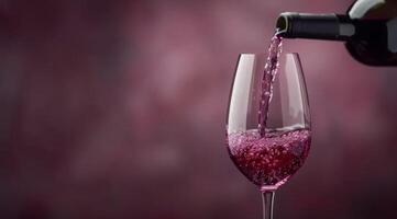 Red Wine Glass and Bottle on Table photo