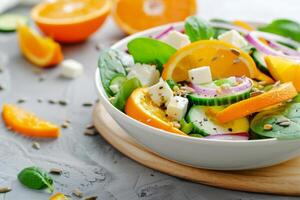 Spinach Salad With Orange and Cucumber photo
