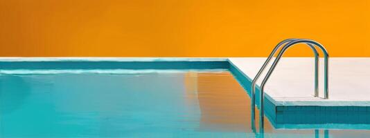 Swimming Pool With Orange Wall photo