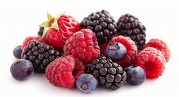 Fresh Raspberries, Blackberries, and Blueberries photo