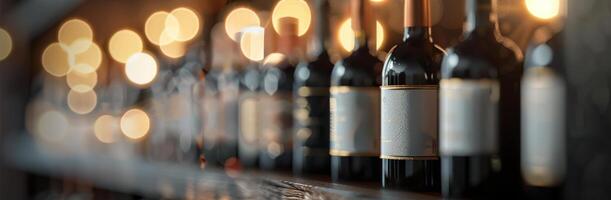 Wine Bottles on Wooden Shelf photo