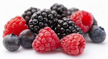 Fresh Raspberries, Blackberries, and Blueberries photo