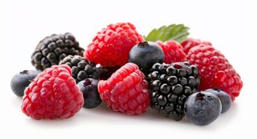 Fresh Raspberries, Blackberries, and Blueberries photo