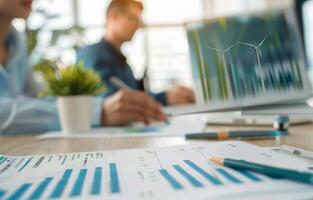 Person Analyzing Financial Data With Pen photo