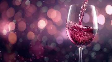 Red Wine Pouring Into Glass photo