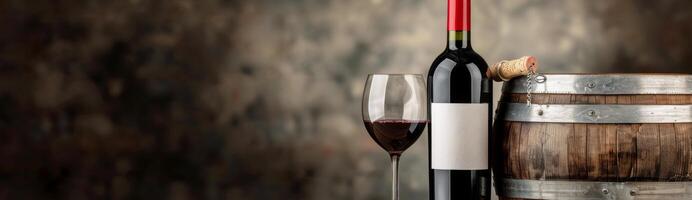 Red Wine and Grapes With Barrel photo