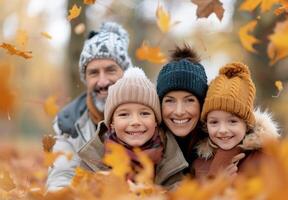 Family Portrait in Autumn Leaves photo