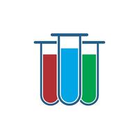 three testing tubes with different color chemicals, icon vector