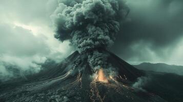 volcano during eruption. photo