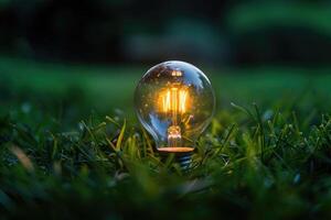 bulb on green grass. photo