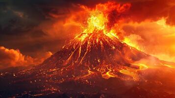 volcano during eruption. photo