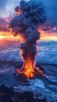 volcano during eruption. photo