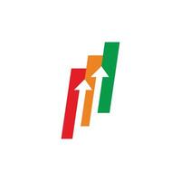 bars chart arrow up simple colorful logo vector
