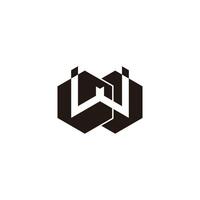 letter w linked hexagon simple geometric logo vector
