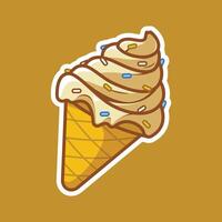 Vanilla Ice Cream in the Cone with Sprinkles on Isolated Background. Food and Beverage Illustration Theme. vector