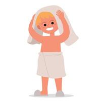 Happy boy with bath towel cartoon image vector