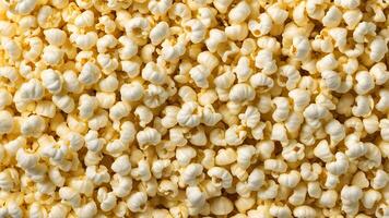 Top view of Popcorn. Close up of products made from corn as raw material by heat cook photo